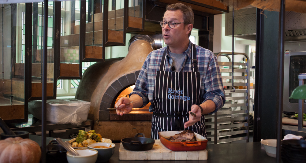 Hugh Fearnley-Whitingstall in his River Cottage Canteen, Bristol 1.3.17.
